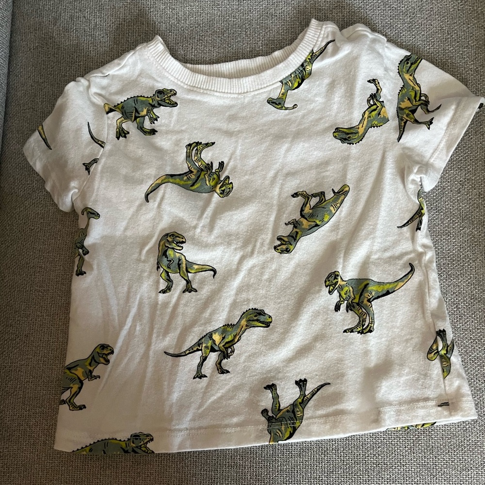 Old Navy White Kids T-Shirt with Green Dinosaur Print